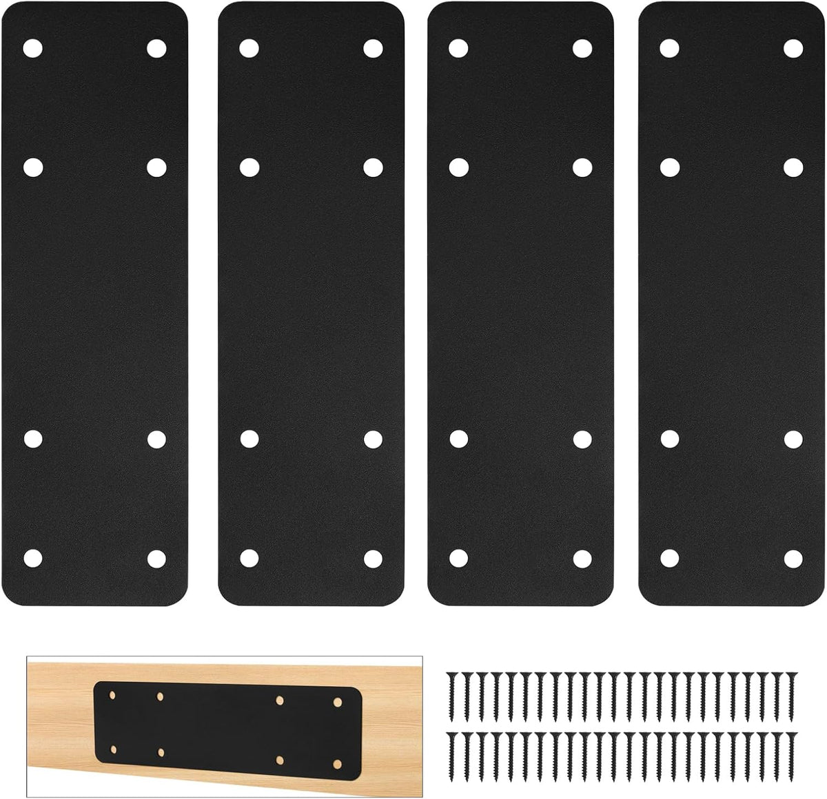 10"x3" straight steel plate for wood, 3mm, black, main product view