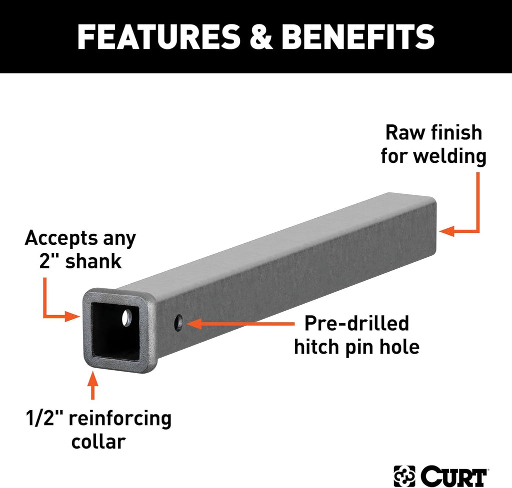 Curt Manufacturing 49240 24 in Receiver Tube 2 in X 2 in Raw Finish