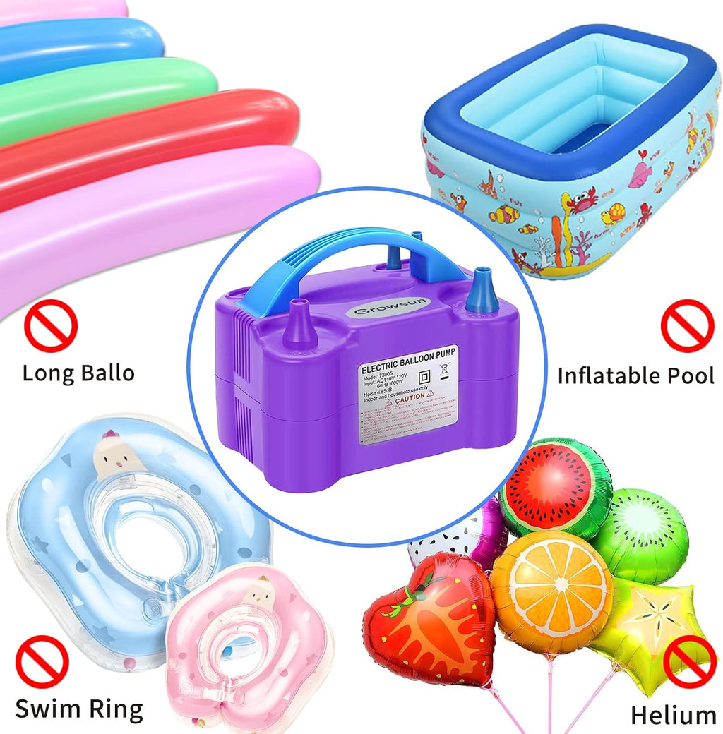 Growsun Balloons Pump Kit Electric Balloon Garland Arch Kit Air Blower Inflator for Party Decoration w/Ballons Tape Strip, Purple