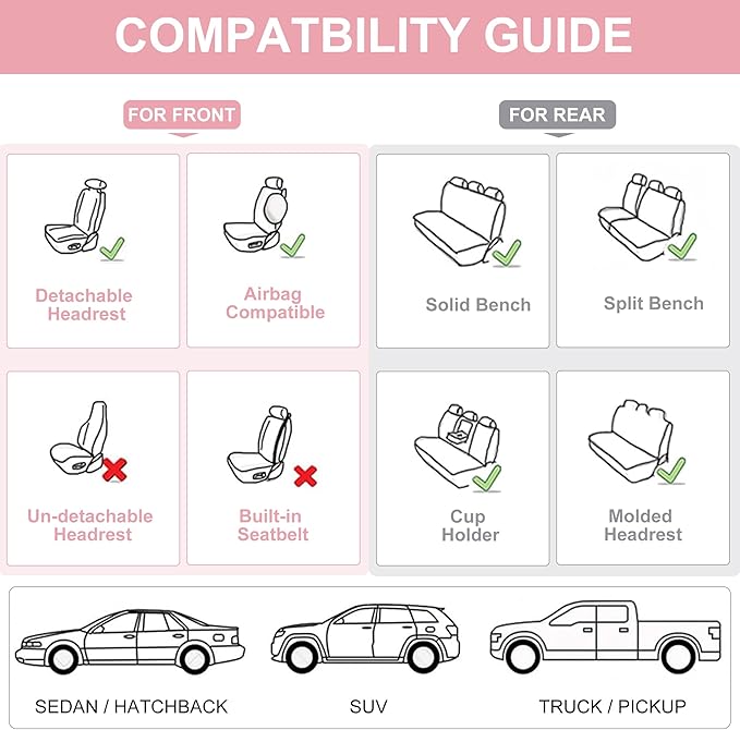 Front Seat Covers, 2 Pieces Universal Seat Covers - Image 6