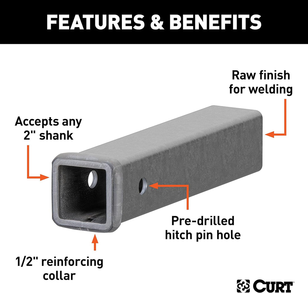 Curt Manufacturing 49120 12 in Receiver Tube 2 in X 2 in Raw Finish