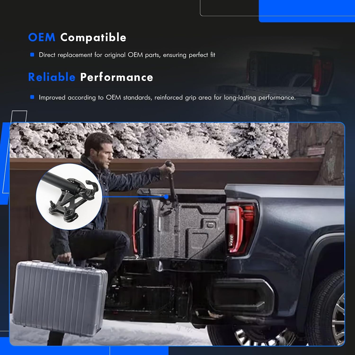 85116689 Auxiliary Tailgate Step Handle Fit for Chevy Silverado & for GMC Sierra 1500 2500 HD 3500 HD 2019-2026, Assist Handle Assembly, Pickup Box Aux E/Gate Step Armrest, W/Bracket Replace# 84338560