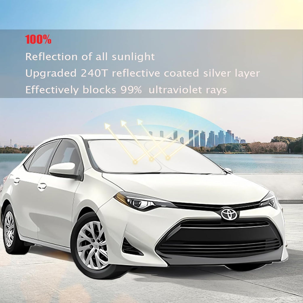Toyota Corolla Windshield Sun Shade Cover for 2014-2025 Toyota Corolla 4-Layers Front Window Shade 240T Sunshade Sun Visor Protector Foldable Blocks UV Rays (Not for Corolla Cross) (2025-2014 Corolla)
