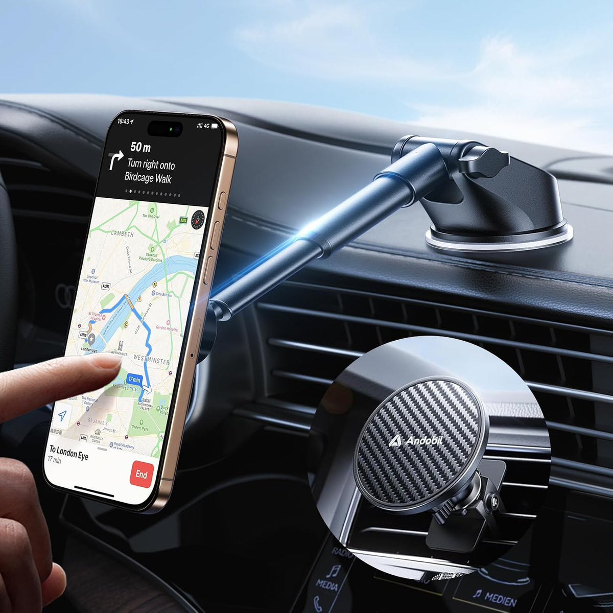 【True Military-Grade】andobil 3 in1 Magnetic Phone Holder