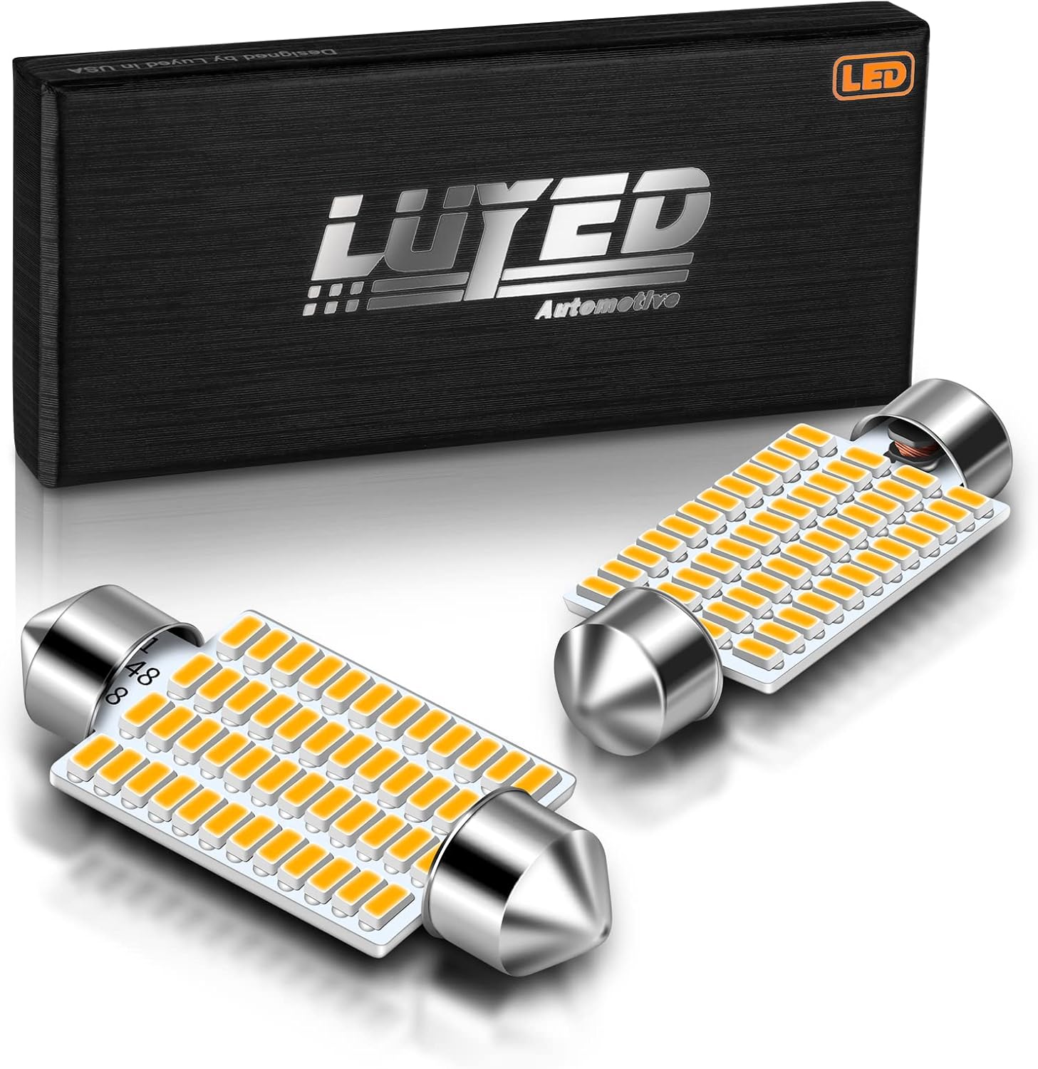 569 578 LED Dome Light Bulbs Warm White Non-Polarity Error Free Super Bright 3014 48-EX Chipsets 41mm 1.61" 211-2 212-2 LED Bulbs Used for Interior Dome Light Pack of 2
