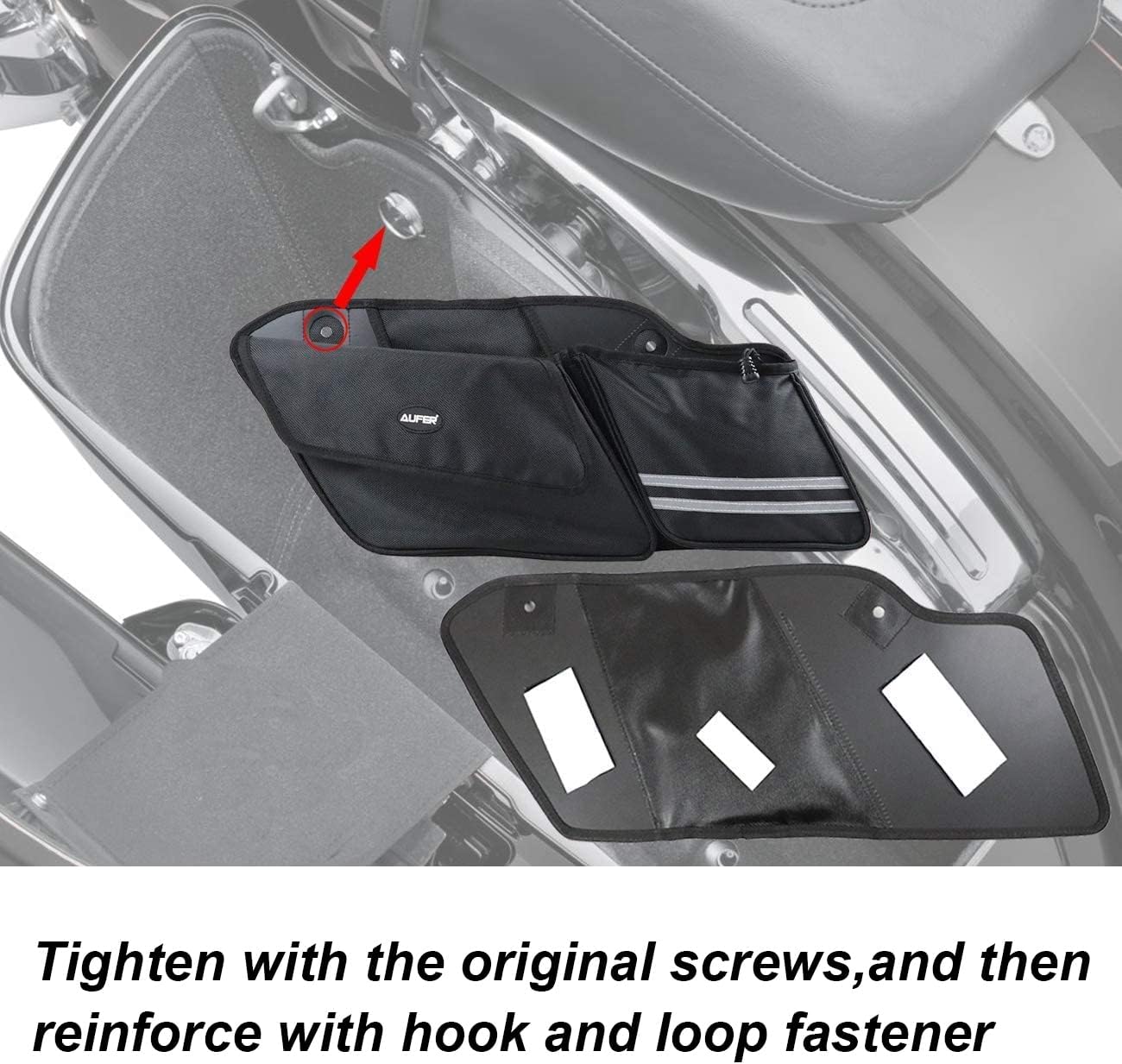 AUFER Left & Right Side Motorcycle Saddlebag Organizers Storage Bags Saddle bag Organizers Bag Compatible With For 1993-2013 Harley Touring Road King Road Glide Electra Glide Street Glide