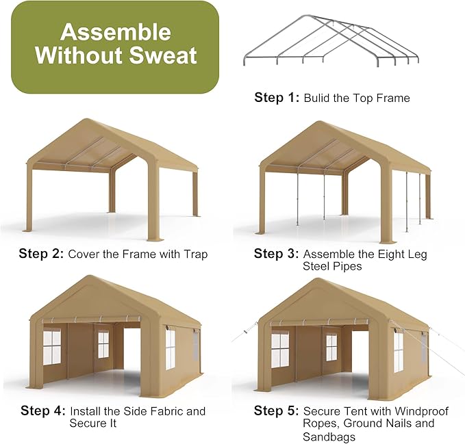 Heavy Duty Carport, Portable Garage - Image 3