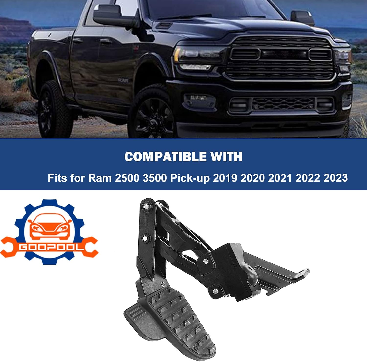 Rear Bed Step Compatible with Dodge Ram 2500 3500# 2019 2020 2021 2022 2023 2024 Retractable Bumper Tailgate Step 82215842AH 82215842AD 82215842AE 82215842AC