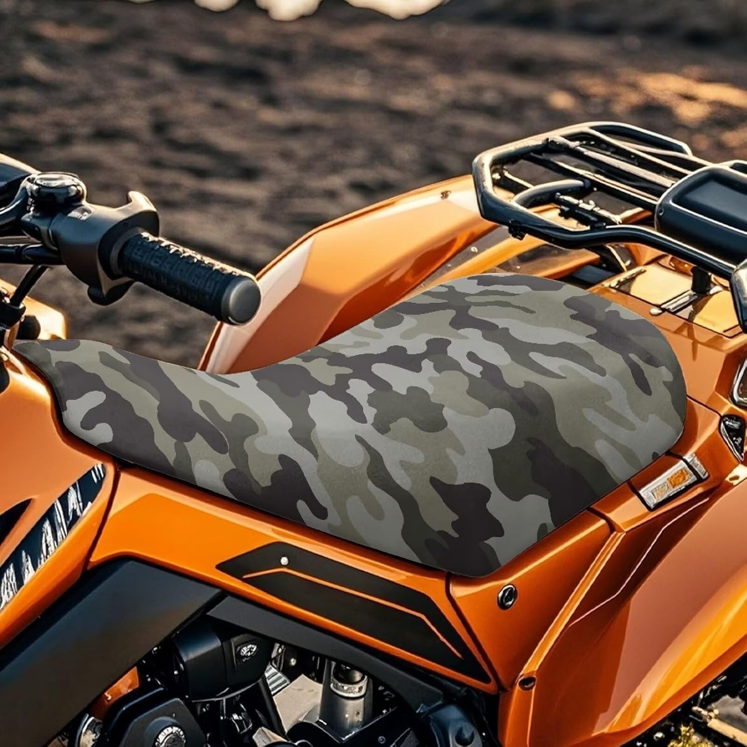 Camouflage Print ATV Seat Cover Waterproof 4-Wheeler Non-Slip Protective Covers Elastic ATV Seat Cover Universal Fit (25×10 Inch), 1 Pack