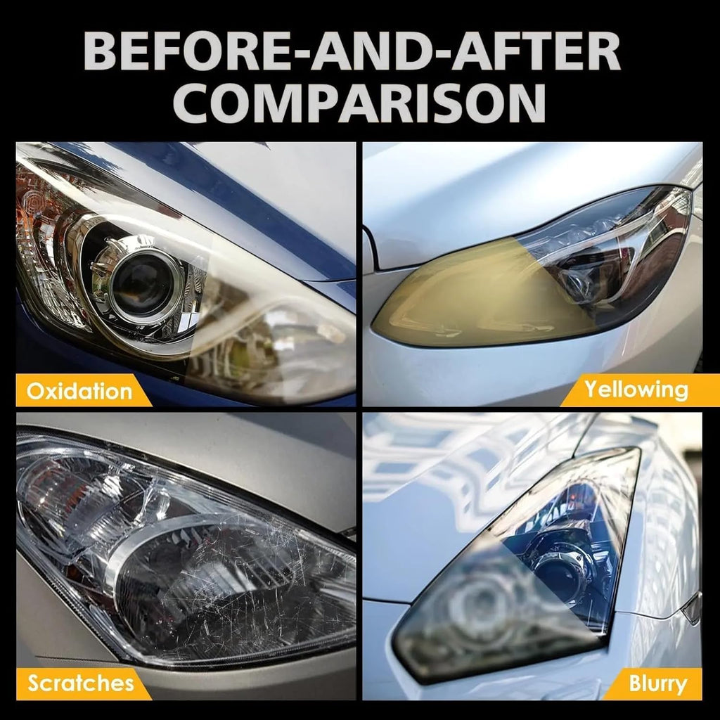 QIFOR Automotive Headlight Restoration Kit Oxidized and Yellowed Automotive Headlamps Blurring Enhanced Crystallization Coating Refurbisher,Maximum Gloss & Shine