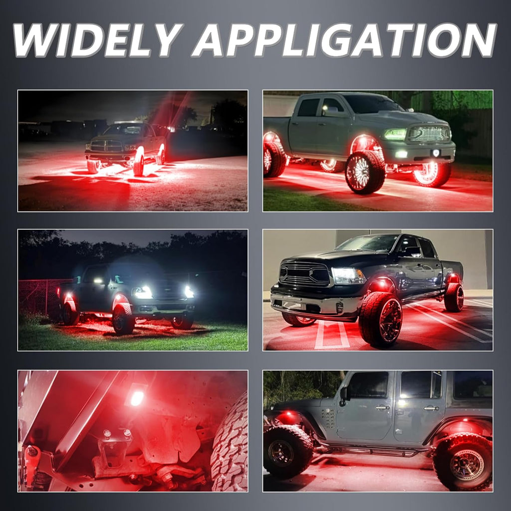 Keenso Underglow LED Lights for Cars, 36-LED Underbody Lights IP68 Water Proof with Aluminum PCB 11-Core Copper Wire for Car Truck ATV UTV SUV (Red)
