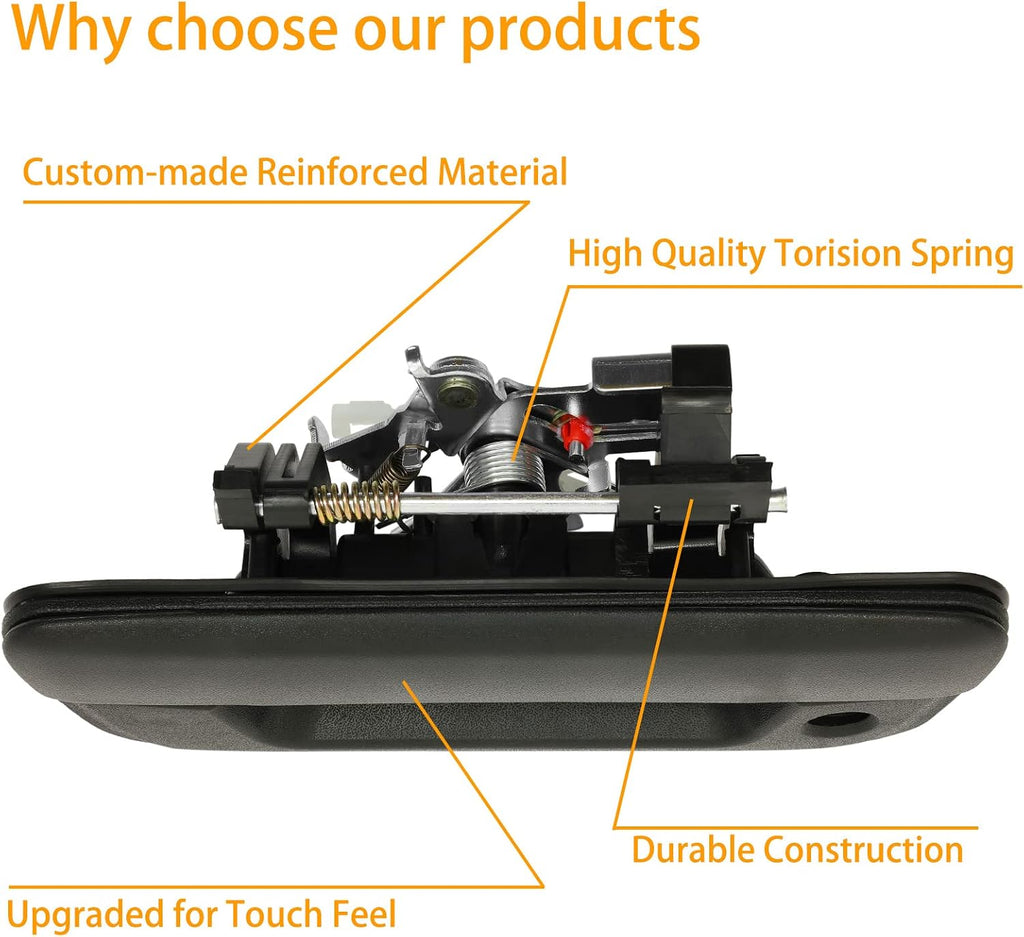 Tailgate Door Handle, Compatible with 2004-2012 Chevy Colorado & GMC Canyon & Isuzu i-280 / i-290 / i-350 / i-370, Exterior Rear w/ Keyhole | Replace# 80584, GM1915118 Tail gate Liftgate Latch Lock
