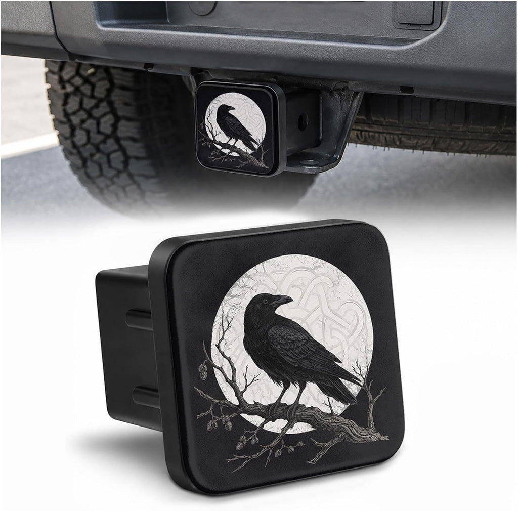 2" Hitch Cover Black Raven Rubber Towing Hitch Covers Hitch Protector for Camping Travel, Trailer Hitch Cover Tube Plug Insert Car Exterior Accessories for Pickup Trucks