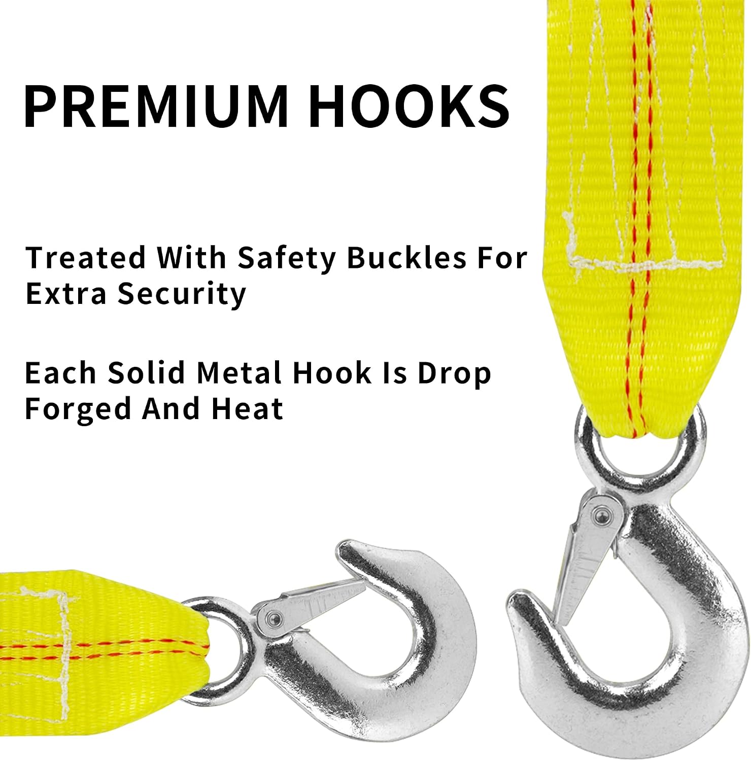 2 Pcs Tow Strap with Hooks 2 Inch x 20 Foot, 20,000 lbs Capacity Tow Rope - Heavy Duty Emergency Towing Straps for Vehicles, Cars, Trucks, ATV, for Roadside Recovery, not for Off-Road Recovery