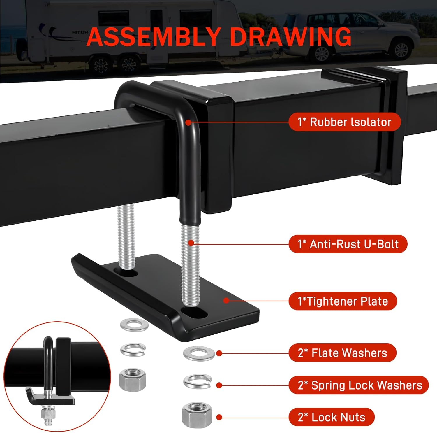 BOYISEN Anti Rattle Hitch Tightener - No Rattle Noise Hitch Stabilizer for 1.25" Trailer Hitch, Reduces Movement, Black
