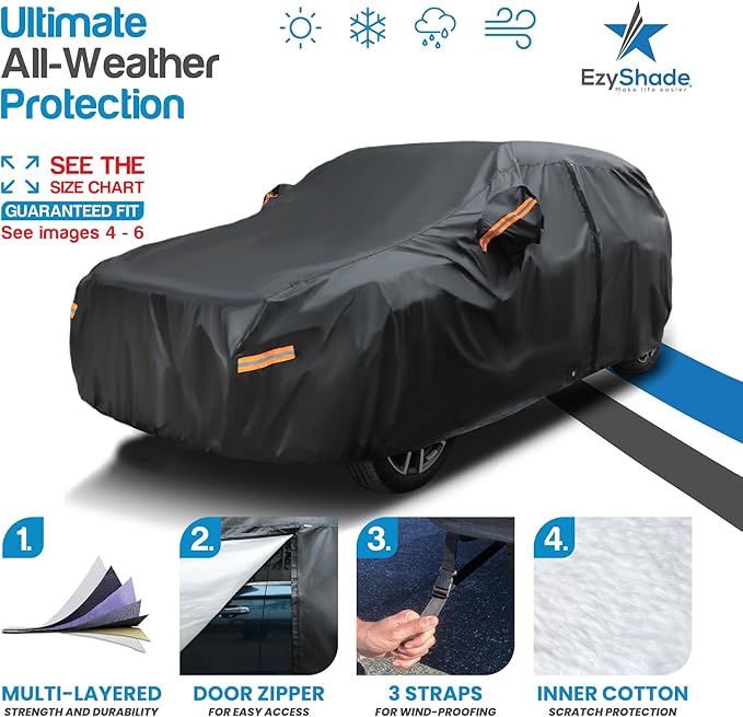 EzyShade 10-Layer SUV Car Cover Waterproof All Weather. See Vehicle Size-Chart - Image 2