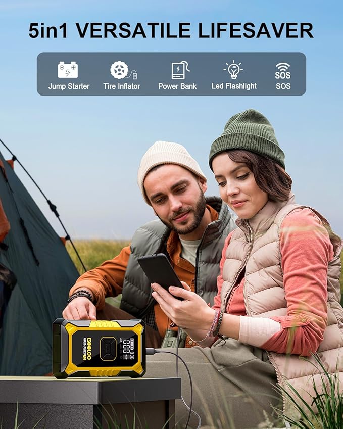 GOOLOO A3 Jump Starter with Air Compressor, 3000A Portable Car Battery Jumper