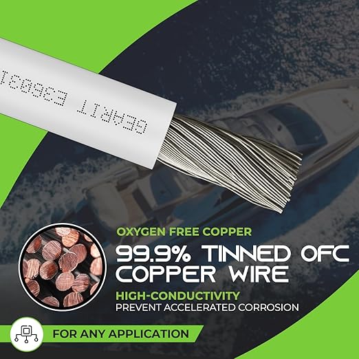 GEARit 8 Gauge Marine Electrical Primary Wire, 8 AWG Marine Grade Tinned Copper