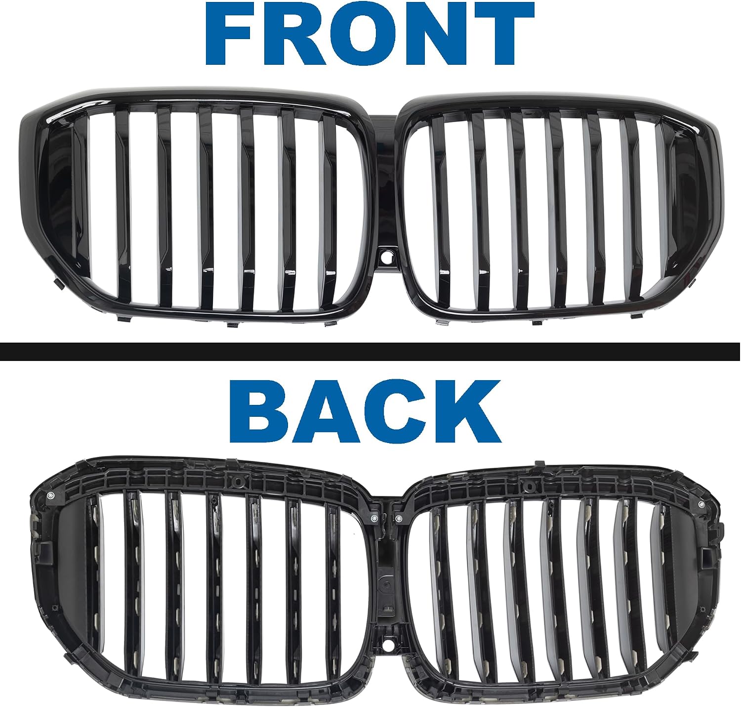 G05 Grill - Black Kidney Grille Compatible With 2024-IN BMW X5 G05 ABS Single Slat Gloss Black Grille