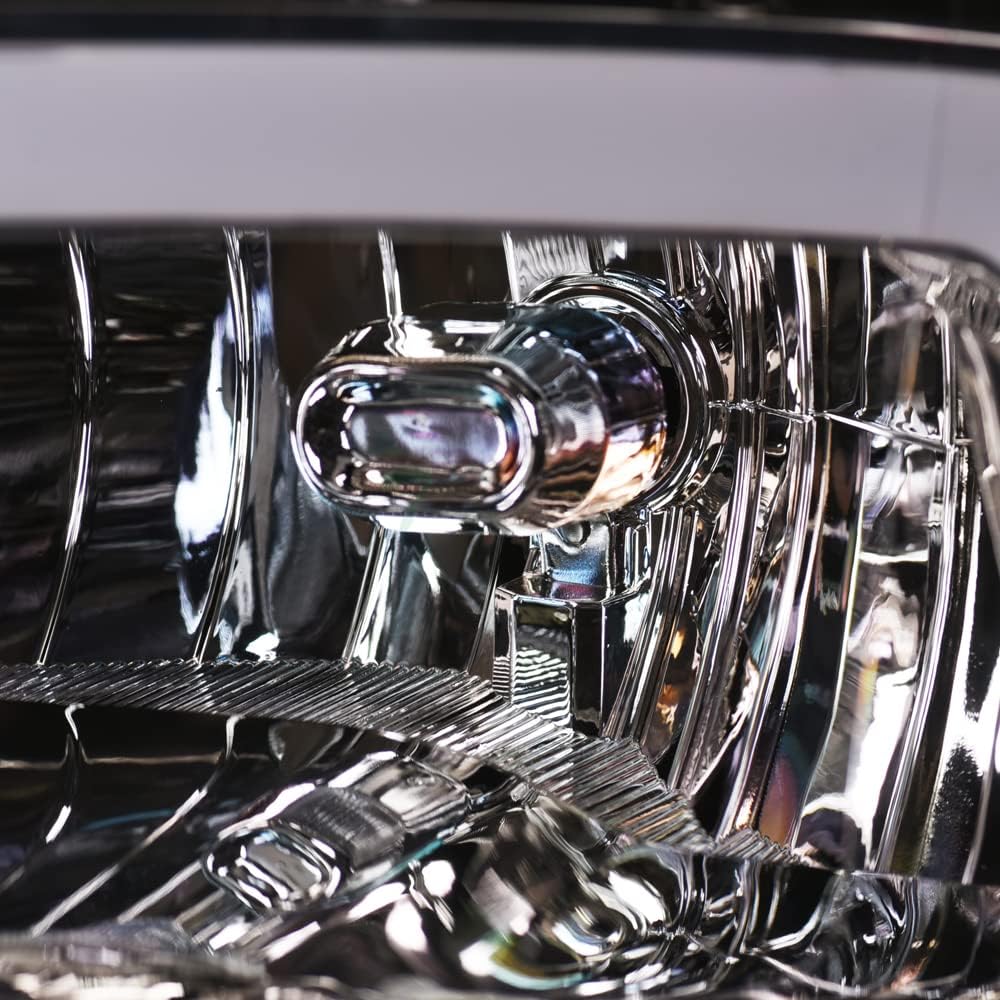 Switchback Sequential LED Strip Tube Bar Chrome Housing Crystal Headlights Signal Lamps Amber Reflector nb Compatible With 09-18 Dodge Ram 1500/19-24 Classic / 10-18 2500 3500