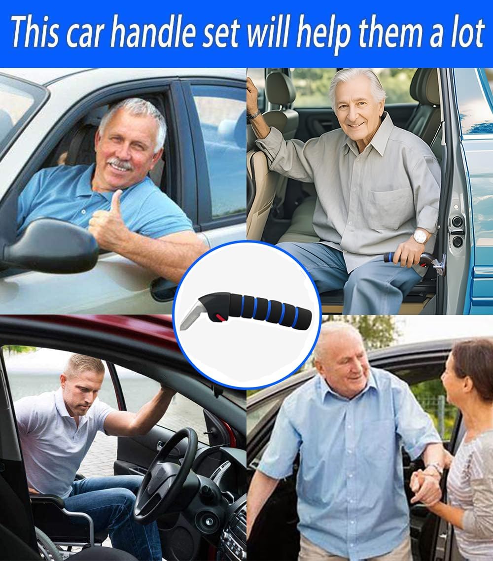 KOUNATSURI Car Handle Assist for Elderly Car Door Handle Multifunction Handle Car Door Latch Handle for Seniors and Handicapped(Blue)