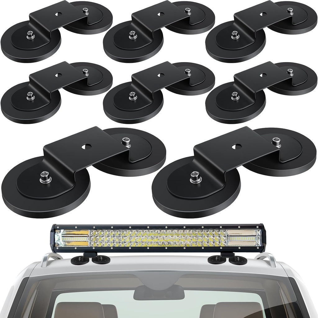 Shimeyao 8 Pcs Magnetic Light Bar Mounts Universal Magnet Mount Holder with Rubber Pad for Off Road SUV Truck Lamp Roof Bar Fog Light