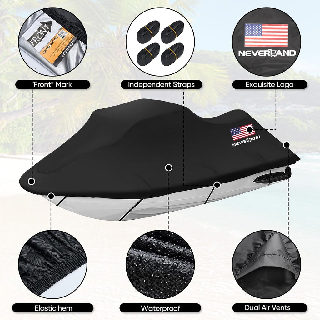 Jet Ski Cover - Jetski Covers Compatible with Yamaha Seadoo, Jet Ski Covers 2 3 Seater UV Resistant Heavy Duty Cover with 2 Air Vents Suitable for Jetski Lengths 115'' to 120"