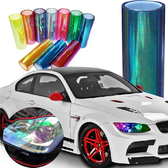 LED LIGHT 12 by 48 inches Self Adhesive Shiny Chameleon Headlights Tail Lights - Image 3