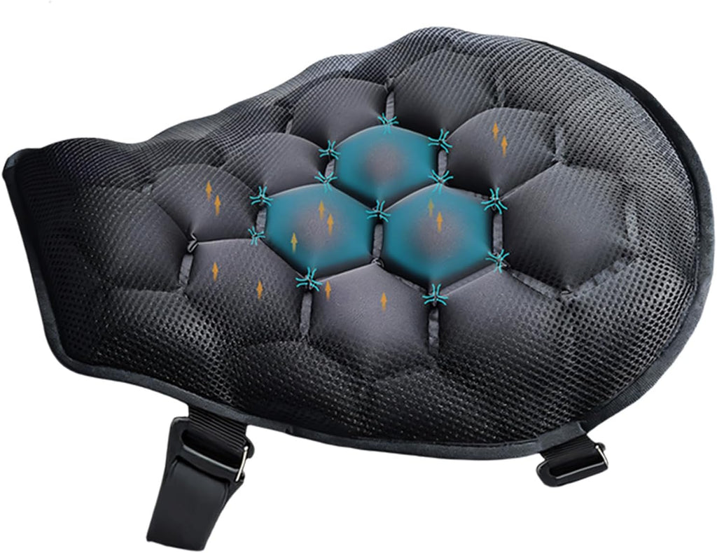 Motorcycle Air Cushions Seat Pad with TPU and Fabric Inflatable Seat Cover for Shock Absorption & Cooling Comfort