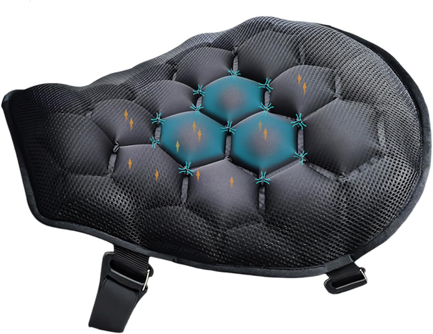 Motorcycle Air Cushions Seat Pad with TPU and Fabric Inflatable Seat Cover for Shock Absorption & Cooling Comfort