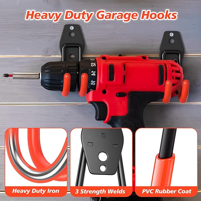 4 Pack 4.7x2.6 inch J Heavy Duty Garage Hooks, Solid Steel Wall Mount Hangers - Image 3