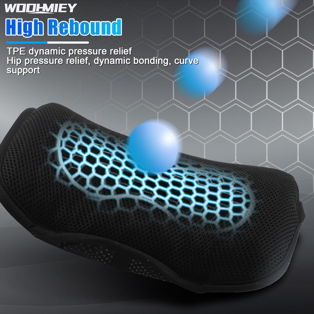 Motorcycle Cushion, Motorcycle Shock Absorbing Cushion, with Hollow Structure, Breathable Mesh Cover, Elastic Gel, Pressure Release, High Resilience TPE