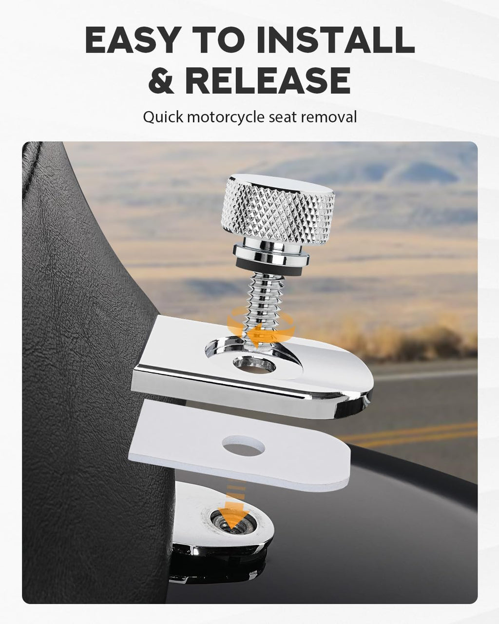 PBYMT Seat Bolt Tab Aluminium Screw Mount Knob Cover Compatible with Harley Davidson 1996-2026 Chrome