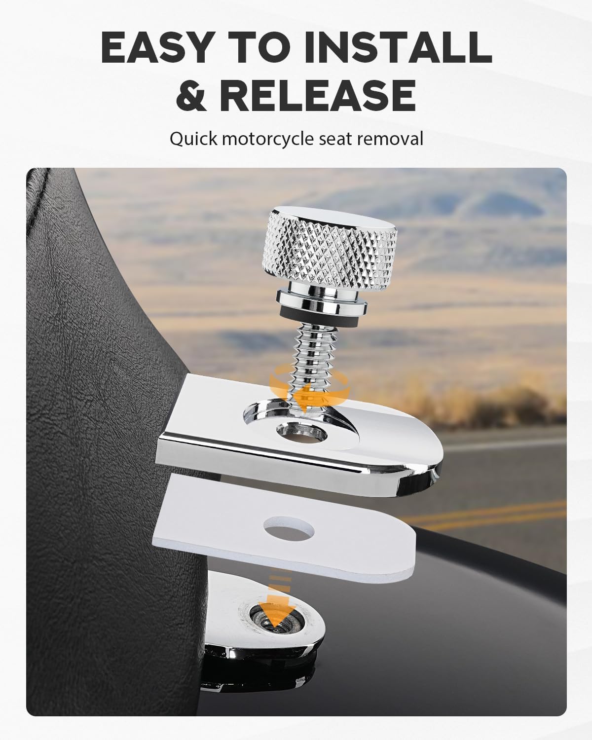 PBYMT Seat Bolt Tab Aluminium Screw Mount Knob Cover Compatible with Harley Davidson 1996-2026 Chrome
