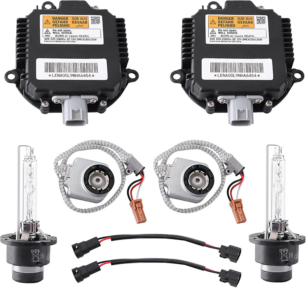 2 Packs HID Headlight Ballast W/Igniter & D2S Bulb for Infiniti EX35 EX37 FX35 FX37 FX45 FX50 G35 G37 JX35 Q50 Q60 Q70 QX56 QX60 QX70 QX80 28474-89904,28474-8991A Xenon Ballast Control Module