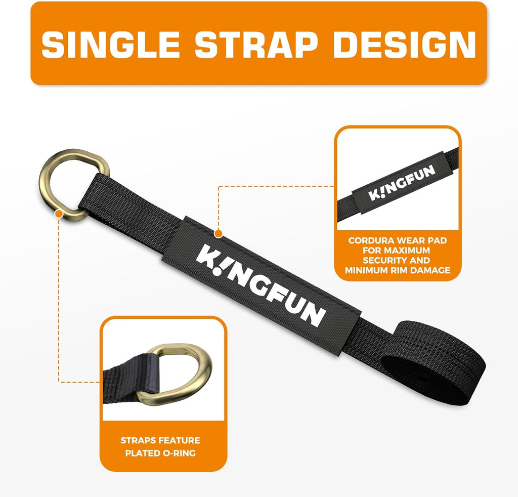 Car Tie Down Straps for Trailers （4 Pack）– Heavy Duty 2" x 120" Trailer Tire Straps with 3333 lbs Safe Working Load, Over The Wheel Strap for Car Hauler, Truck, UTV, and Utility Trailers