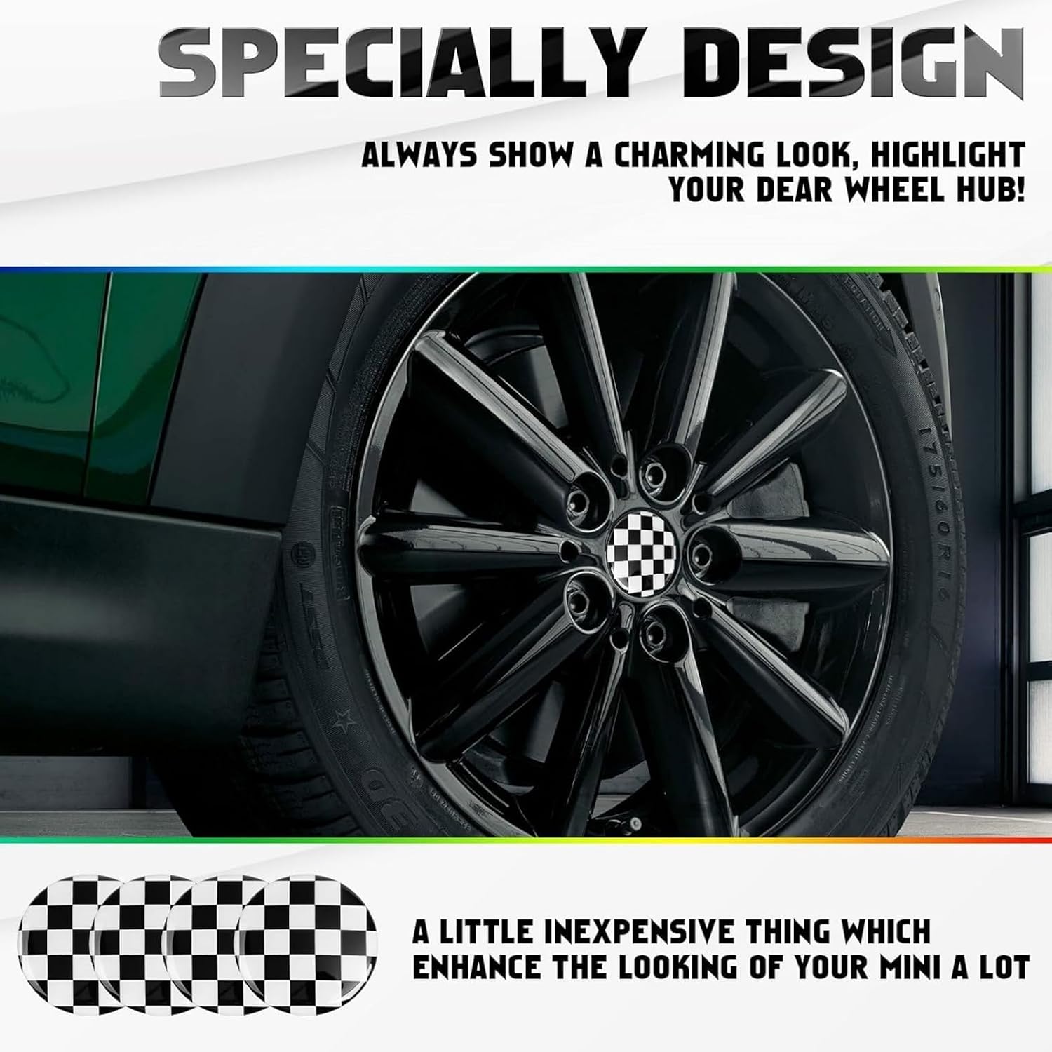4PC Epoxy Car Styling Wheel Center Hub Caps Emblem Badge Replacement for MINI Cooper (Union Jack G)