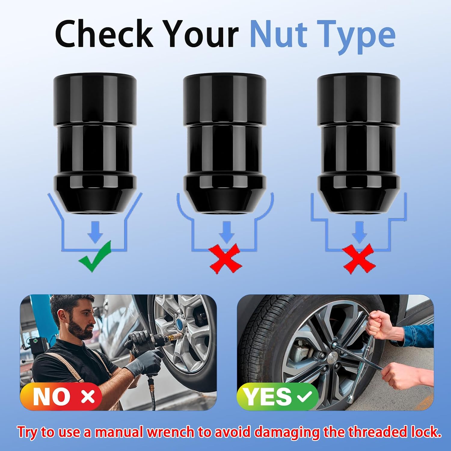 24526 Wheel Lock Lug Nut M12x1.5 Anti Theft Fit for 1991-2002 Chevy S-10 Blazer 2 Door & 1991-2002 GMC S-15 Jimmy 2 Door, Cone Seat Wheel Locks Black - Set of 5