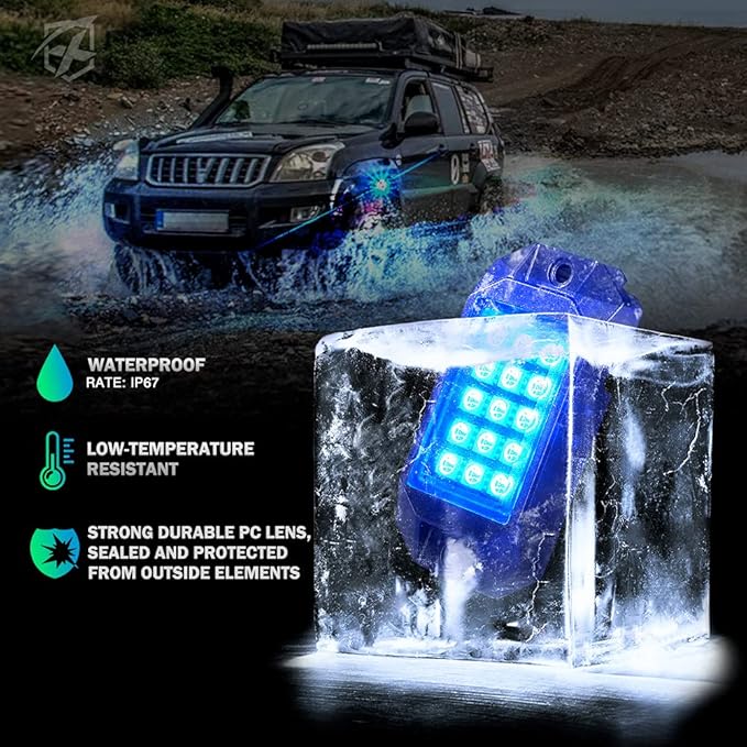Xprite RGB Bluetooth Rock Lights Kit, w/RF Remote Controller - Image 3