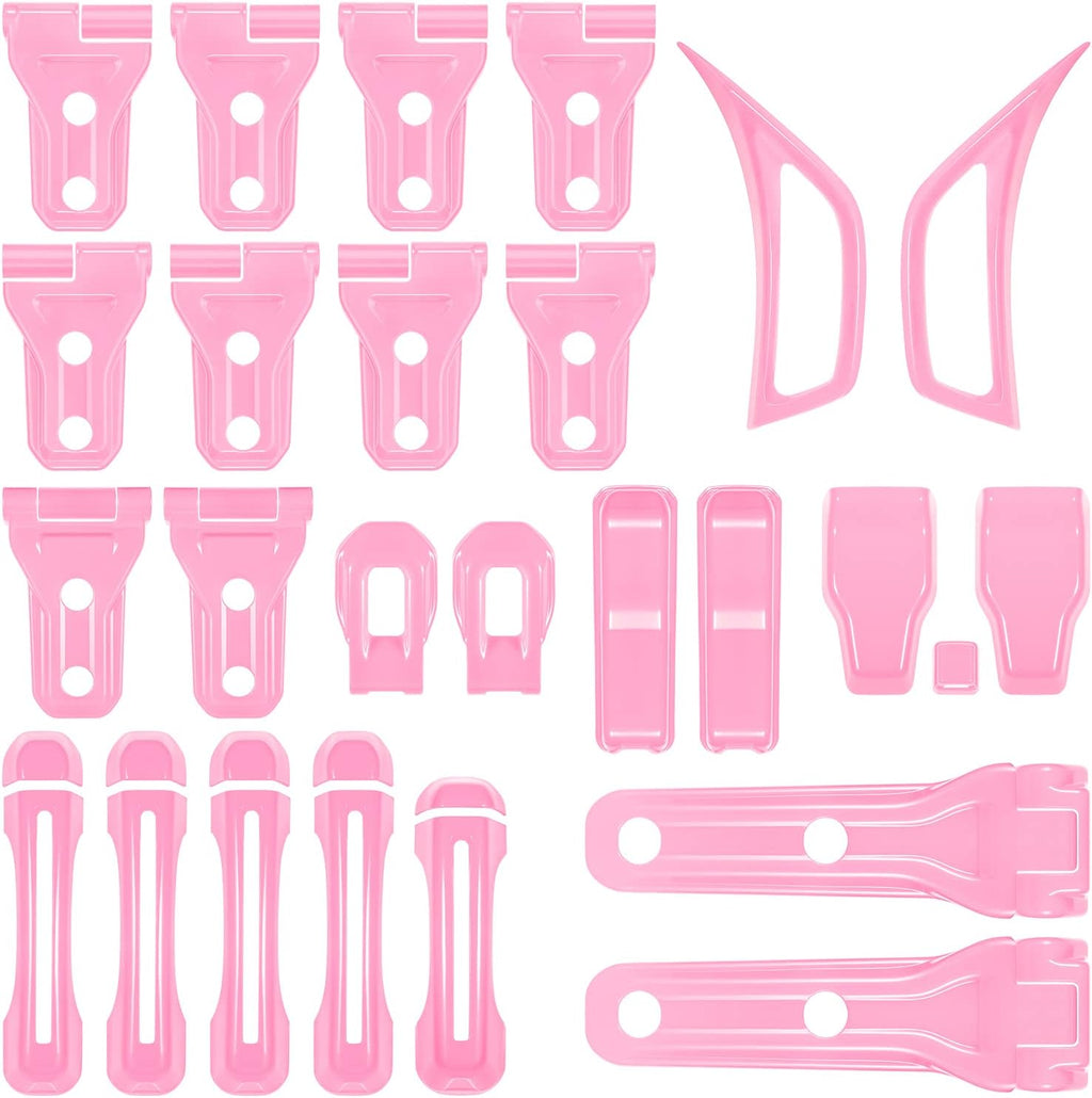 26PCS Full Set Exterior Decoration Trim Kit for Jeep Wrangler JL JLU 2018-2023 Door Hinge Handle Engine Hood Hinge Hood Latch Wheel Eyebrow Side Air Outlet Rear Tailgate Window Hinge Cover (Pink)