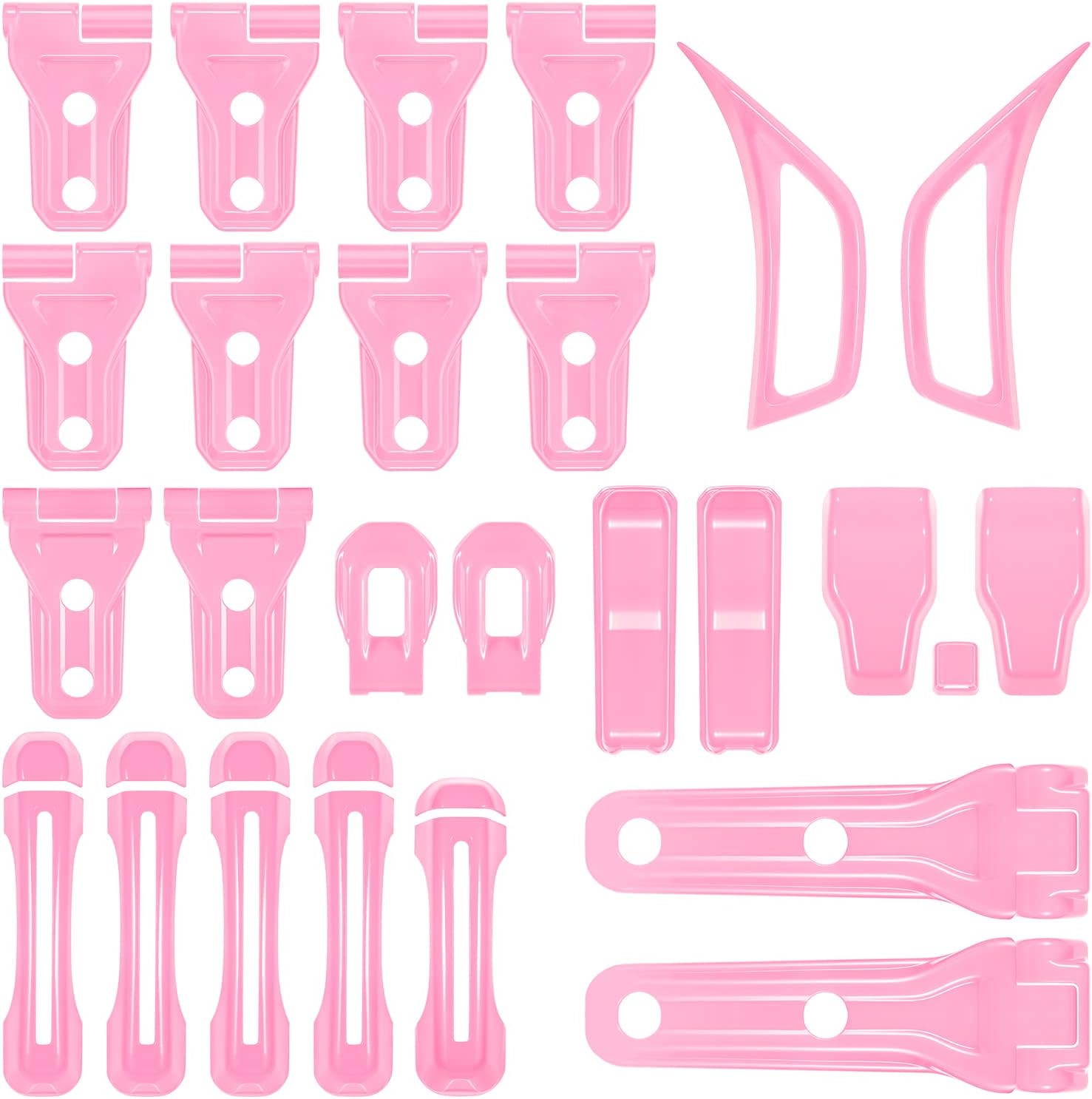 26PCS Full Set Exterior Decoration Trim Kit for Jeep Wrangler JL JLU 2018-2023 Door Hinge Handle Engine Hood Hinge Hood Latch Wheel Eyebrow Side Air Outlet Rear Tailgate Window Hinge Cover (Pink)