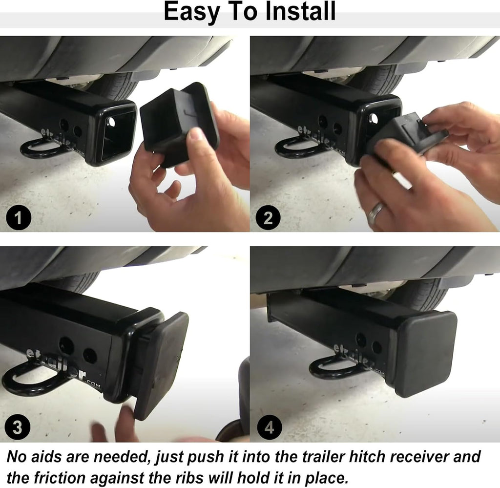 2 Inch Trailer Hitch Cover Black Rubber Tow Receiver Tube Plug Cap Fits for Any 2" x 2" Square Receiver Tube Fits for Class 3 4 5 to-yota F-ord G-MC Chev-y Je-ep Le-xus Mer-cedes by Sikawai