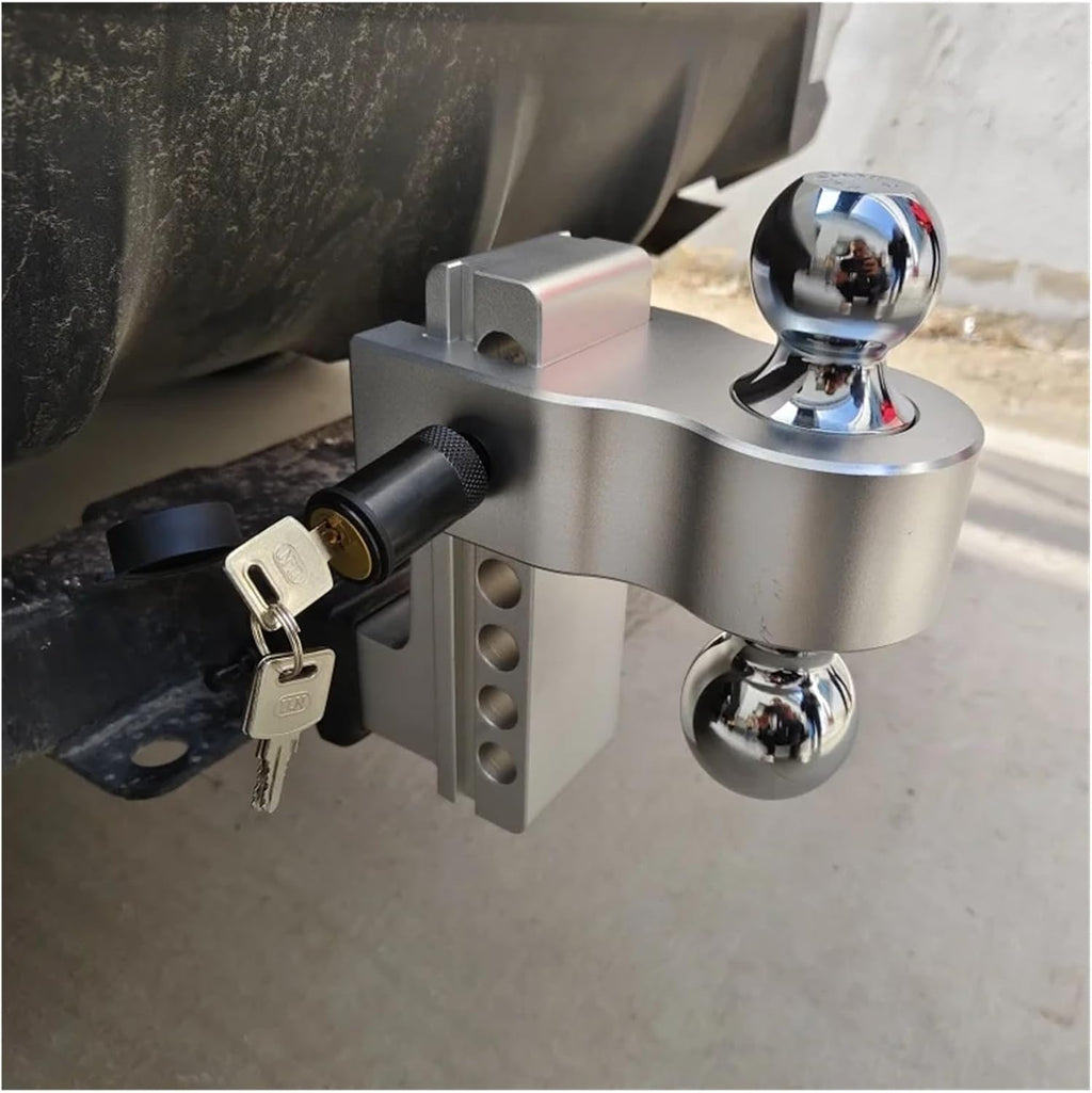 Adjustable Trailer Hitch Fits 2-Inch Receiver 6-Inch Drop/Rise Aluminum Drop Tow Hitch for Truck with Stainless Steel Lock High Towing Capacity