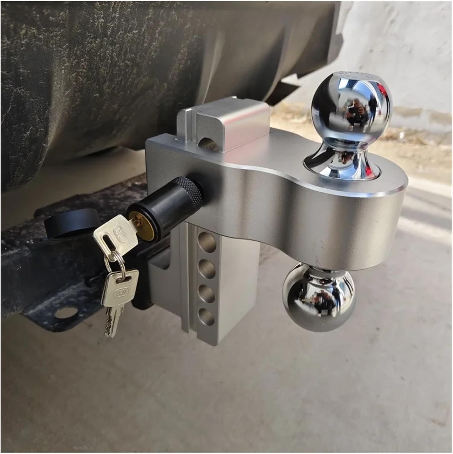 Adjustable Trailer Hitch Fits 2-Inch Receiver 6-Inch Drop/Rise Aluminum Drop Tow Hitch for Truck with Stainless Steel Lock High Towing Capacity