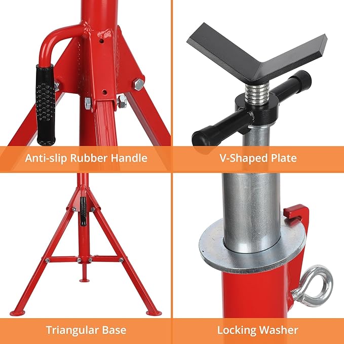 V-Head Pipe Jack Stand, 2500 Lbs Heavy-Duty Steel Pipe Stand - Image 4