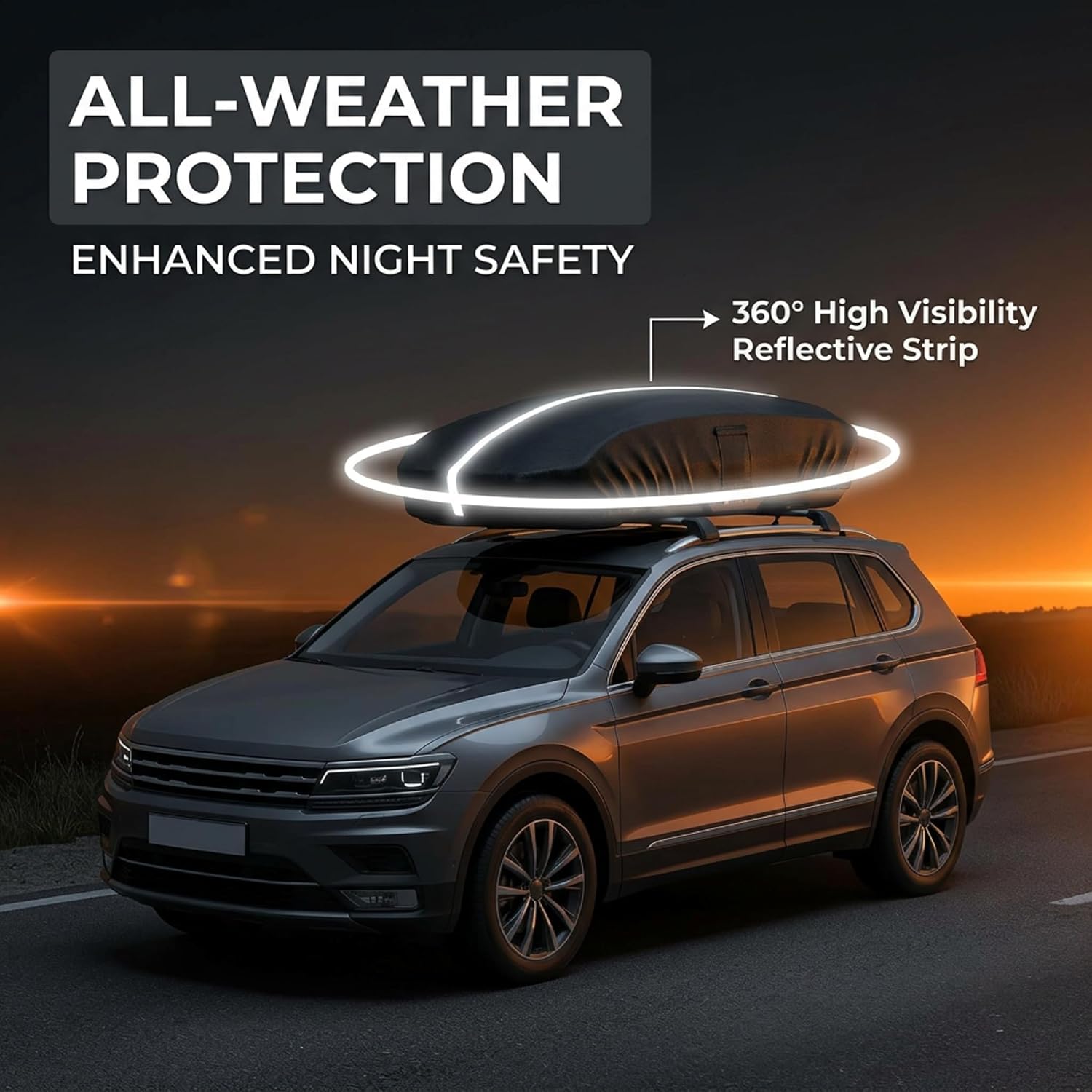 Roof Cargo Box Cover, 69 x 35 x 17 Inches, Compatible with Thule, Perflex and Yakima Roof Cargo Boxes, 900D Oxford Waterproof Rooftop Cargo Carrier Cover, UV, Dust and Scratch Protection