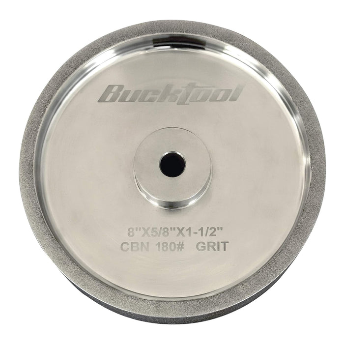 BUCKTOOL 180 Grit 8-Inch CBN Grinding Wheel, 1.5-Inch Wide, 5/8-Inch Arbor