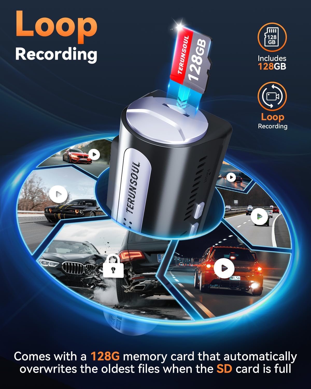 4k dash cam front and rear, full hd showing dimensions