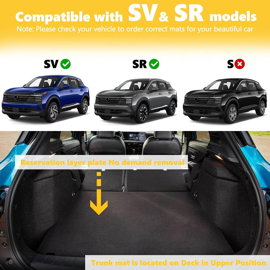 floor mats & cargo liner for nissan kicks showing dimensions
