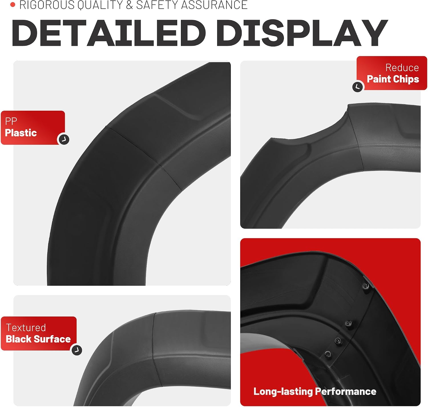 ALMULOO 4Pcs Fender Flares Compatible with 2015-2021 Chevy Chevrolet Colorado w/ 5.1' Short Bed Wheel Arch Covers Plastic(PP) Textured Black